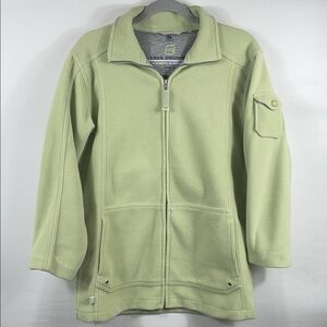 Free Country Women's Light Green Fleece Jacket. Inside is sweatshirt‎ material.